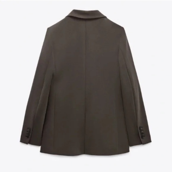 NWOT $129 Zara Dark Mink Straight Cut Button Blazer - Sz M - Picture 2 of 6